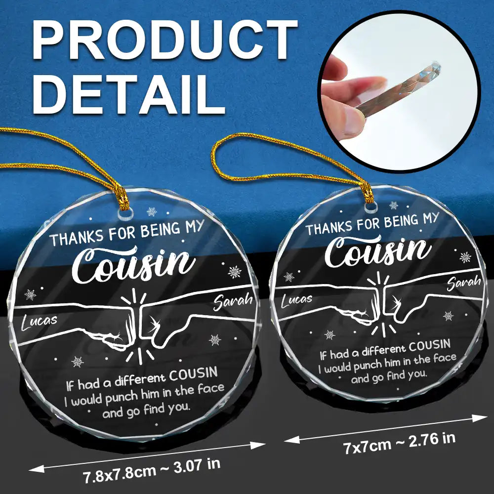 Christmas, Gift For Brothers, Gift For Sibling, Funny - Hand Punch Thanks For Being My Brother - Personalized Circle Glass Ornament