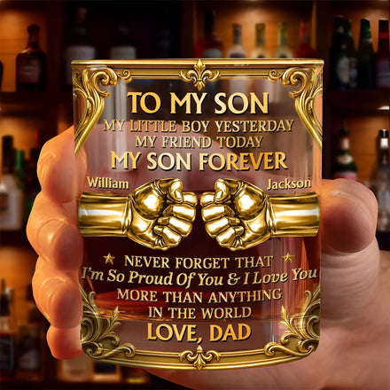 Hand Punch To My Son - Personalized Whiskey Glass