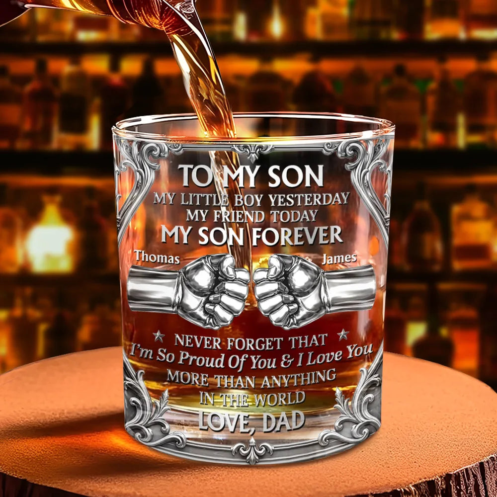 Dad - Sons,Gift For Son,Non-Eng,Icon,Inspirational - Hand Punch To My Son - Personalized Whiskey Glass