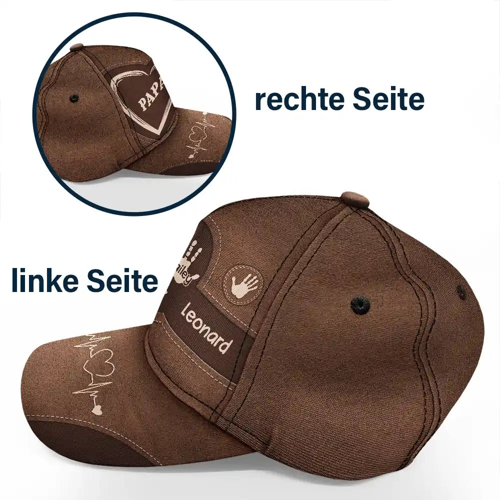 Gift For Yourself,Gift For Women,Gift For Men,Gift For Mother,Gift For Uncle,Gift For Aunt,Gift For Father,Gift For Grandma,Gift For Grandpa,Love,German - Handabdrücke Von Opa Papa Und Kindern - Personalisierte Klassische Kappe