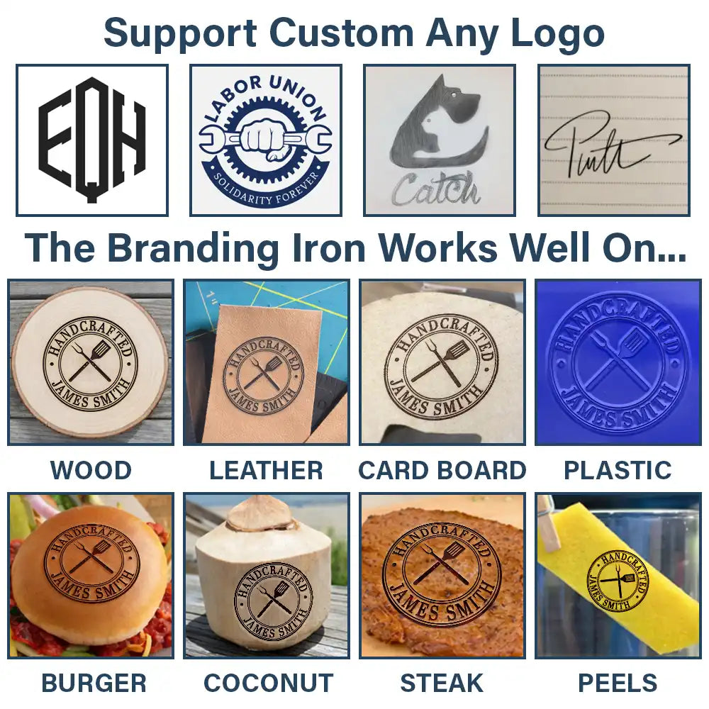 Happy, Gift For Yourself, Gift For Women, Gift For Men, Grilling - Handcrafted By - Personalized Grilling Branding Stamp