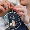 Gift For Grandparents,Gift For Grandpa,Gift For Grandma,Love,New baby,Family - Handpicked For Earth By My Great Grandma Granpa In Heaven - Personalized Circle Glass Ornament