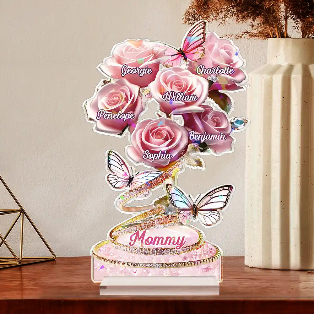 Gift For Mother, Gift For Grandma, Love - Handpicked Just For Mom Grandma 3D Crystal Effect Roses - Personalized Holographic Acrylic Plaque