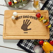 Gift For Husband,Gift For Men,Gift For Yourself,Gift For Grandpa,Gift For Father,Happy,Cooking - Handprints Best Dad Grandpa Papa Ever - Personalized Wooden Cutting Board