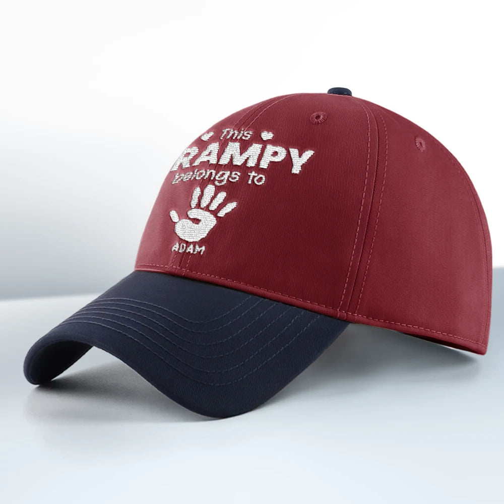 Gift For Father,Gift For Grandpa,Happy,Icon - Handprints This Papa Grandpa Belongs To - Personalized Embroidered Two Tone Cap