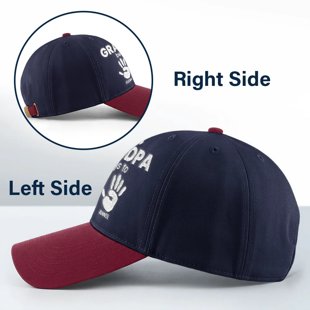 Gift For Father,Gift For Grandpa,Happy,Icon - Handprints This Papa Grandpa Belongs To - Personalized Embroidered Two Tone Cap