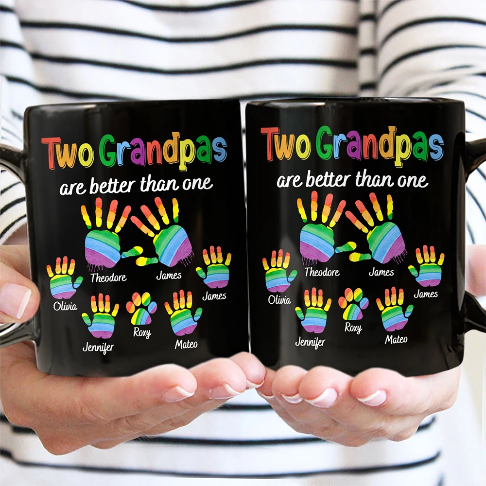 Gift For Couples,Gift For Husband,Gift For Wife,Gift For Boyfriend,Gift For Girlfriend,LGBT,Parents,Gift For Mother,Gift For Grandpa,Gift For Father,Grandpa - Grandkids,Dad - Children,Gift For Grandma,Mom - Children,Grandma - Grandkids,Dog Lovers,Dog Mom,Dog Dad,Dog Couple,Cat Lovers,Cat Mom,Cat Dad,Cat Couple,Pet Lovers,Pet Mom,Pet Dad,Pet Couple,Family,Love - Handprints Two Are Better Than One - Personalized Black Mug
