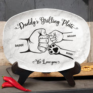 Gift For Father,Gift For Grandpa,Grilling,Non-Eng,Icon,Proud - Handpunch Dad's Grilling Plate - Personalized Plate