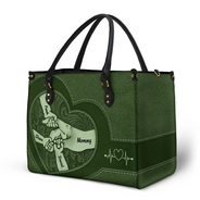 Gift For Grandma,Grandma,Grandkids,Gift For Mother - Hands In Hands Mom Nana And Children - Personalized Leather Bag
