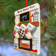 Love,Christmas,Gift For Bestie,Gifts For Colleagues - Hanging Socks Cozy Fireplace Family Friend Team - Personalized Embossed Ceramic Ornament