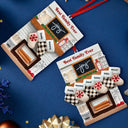 Love,Christmas,Gift For Bestie,Gifts For Colleagues - Hanging Socks Cozy Fireplace Family Friend Team - Personalized Embossed Ceramic Ornament