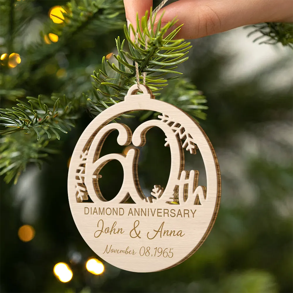 Wedding Anniversary,Gift For Couples,Gift For Husband,Gift For Wife,Happy - Happy 25th Anniversary - Personalized Custom Shaped Wooden Ornament