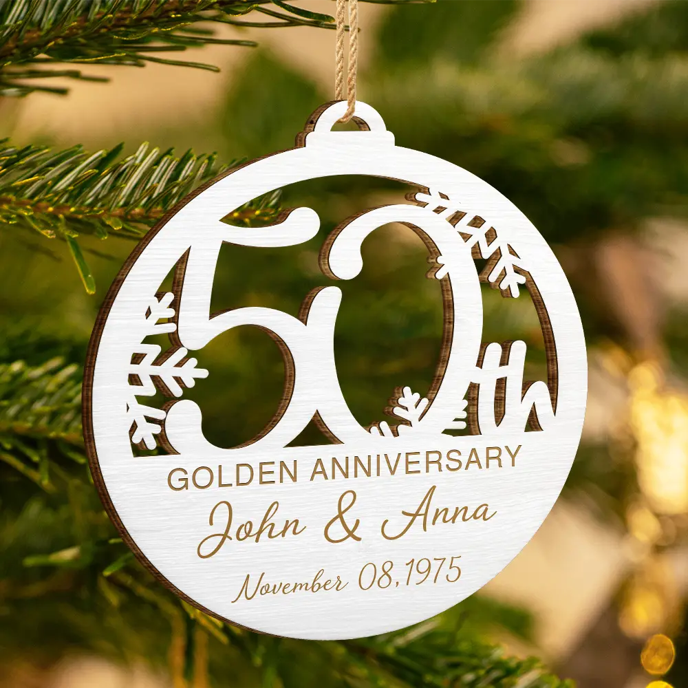 Wedding Anniversary,Gift For Couples,Gift For Husband,Gift For Wife,Happy - Happy 25th Anniversary - Personalized Custom Shaped Wooden Ornament