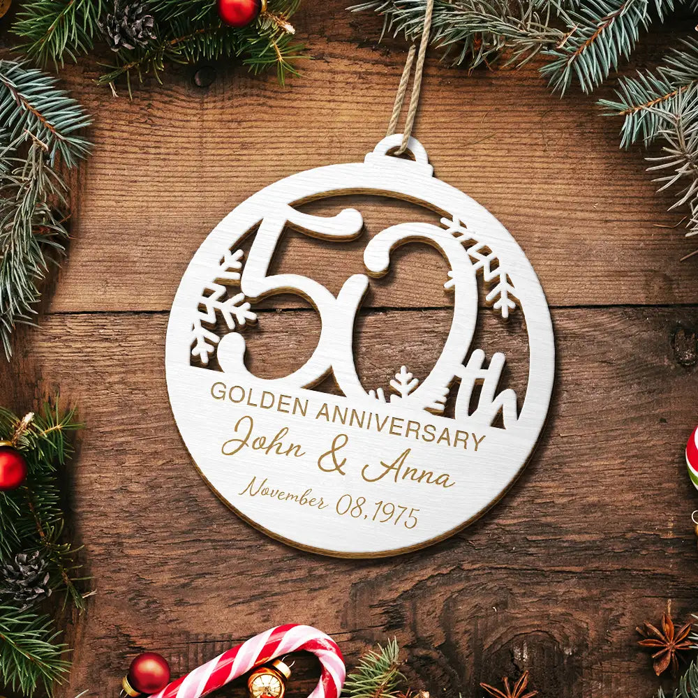 Wedding Anniversary,Gift For Couples,Gift For Husband,Gift For Wife,Happy - Happy 25th Anniversary - Personalized Custom Shaped Wooden Ornament