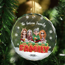 Christmas, Happy, Family - Happy All Family 3D Effect - Personalized Circle Glass Ornament