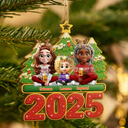 Christmas,Happy,Family - Happy All Family 3D Effect - Personalized Custom Shaped Wooden Ornament