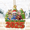 Christmas,Happy,Family - Happy All Family 3D Effect - Personalized Custom Shaped Wooden Ornament