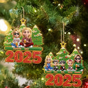 Christmas,Happy,Family - Happy All Family 3D Effect - Personalized Custom Shaped Wooden Ornament
