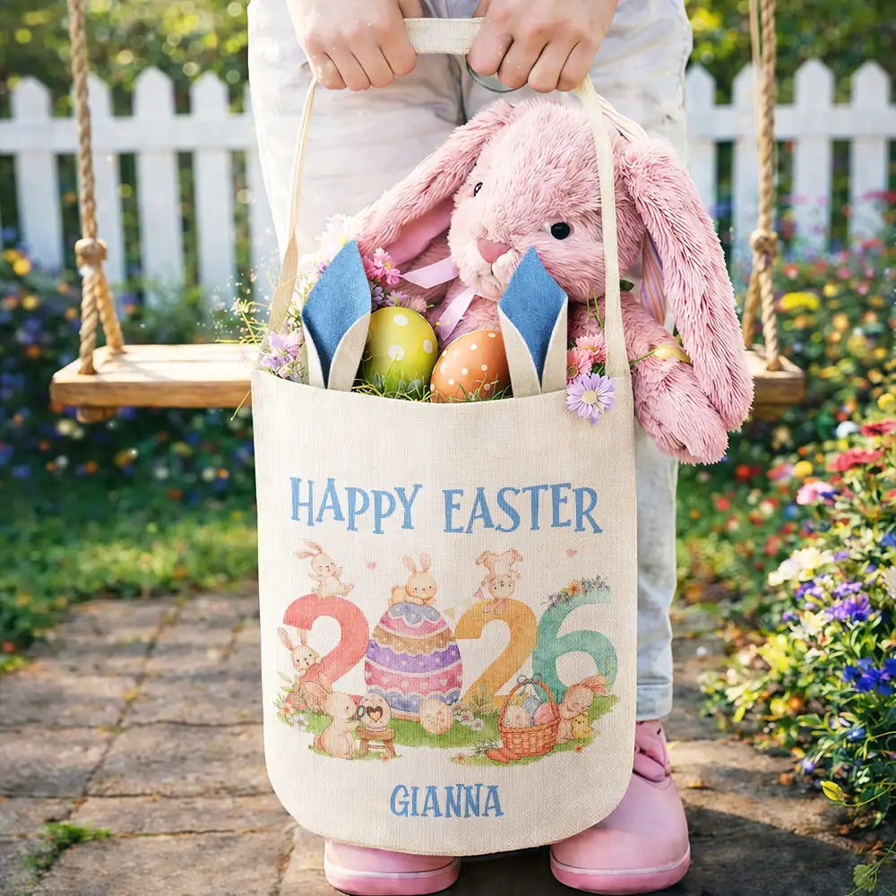 Easter,Non-Eng,Gift For Kids,Gift For Grandkids,Grandma - Grandkids,Grandpa - Grandkids,Dad - Children,Mom - Children,Happy - Happy Easter - Personalized Bunny Ears Bucket Bag