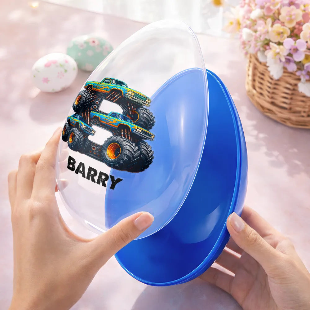 Easter,Happy,Gift For Kids,Parents - Happy Easter 3D Monster Truck Toy And Unicorn Alphabet - Personalized Fillable Egg