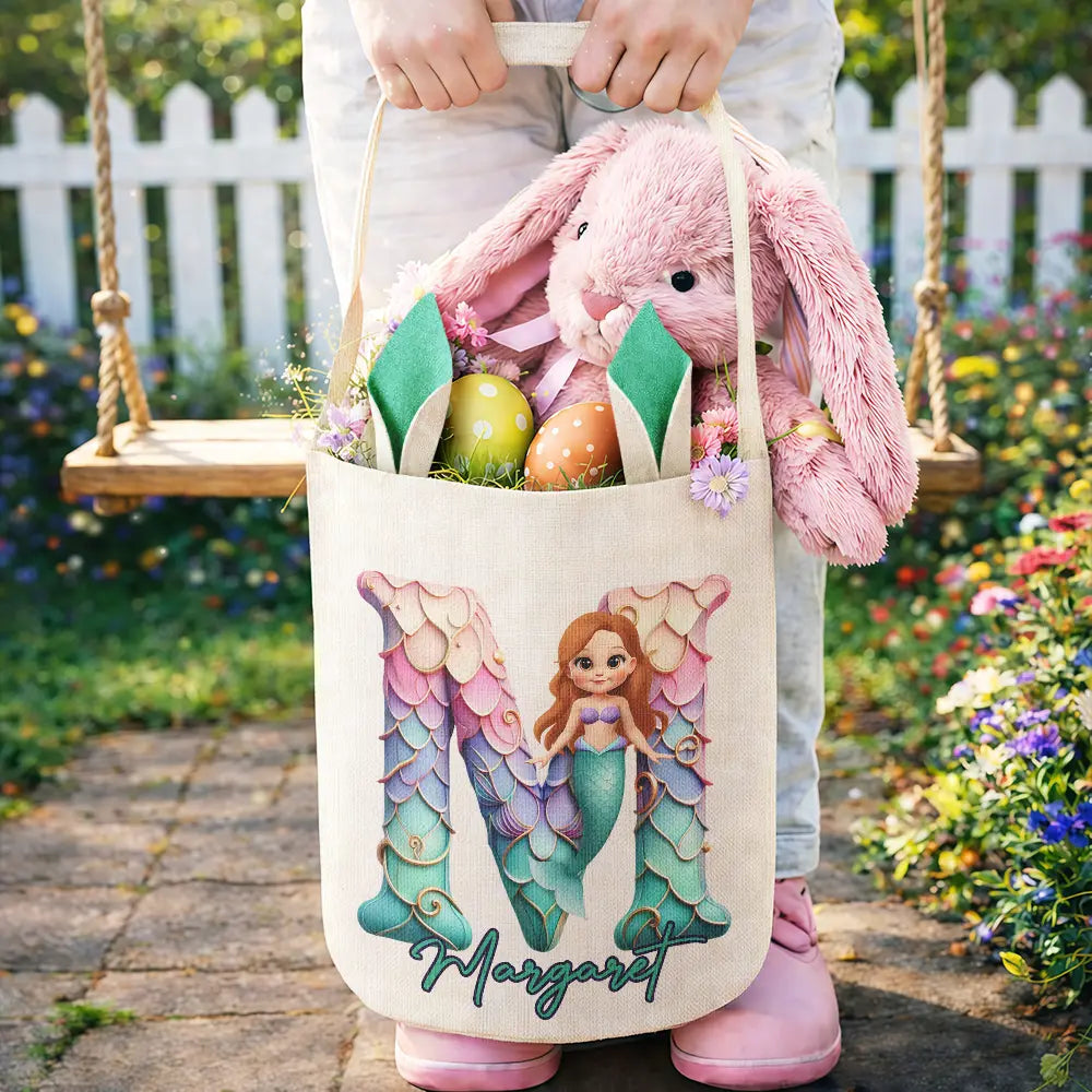 Gift For Kids,Grandma - Grandkids,Gift For Grandkids,Dad - Children,Mom - Children,Easter,Happy - Happy Easter 3D Race Car Truck Dinosaur Mermaid Alphabet - Personalized Bunny Ears Bucket Bag