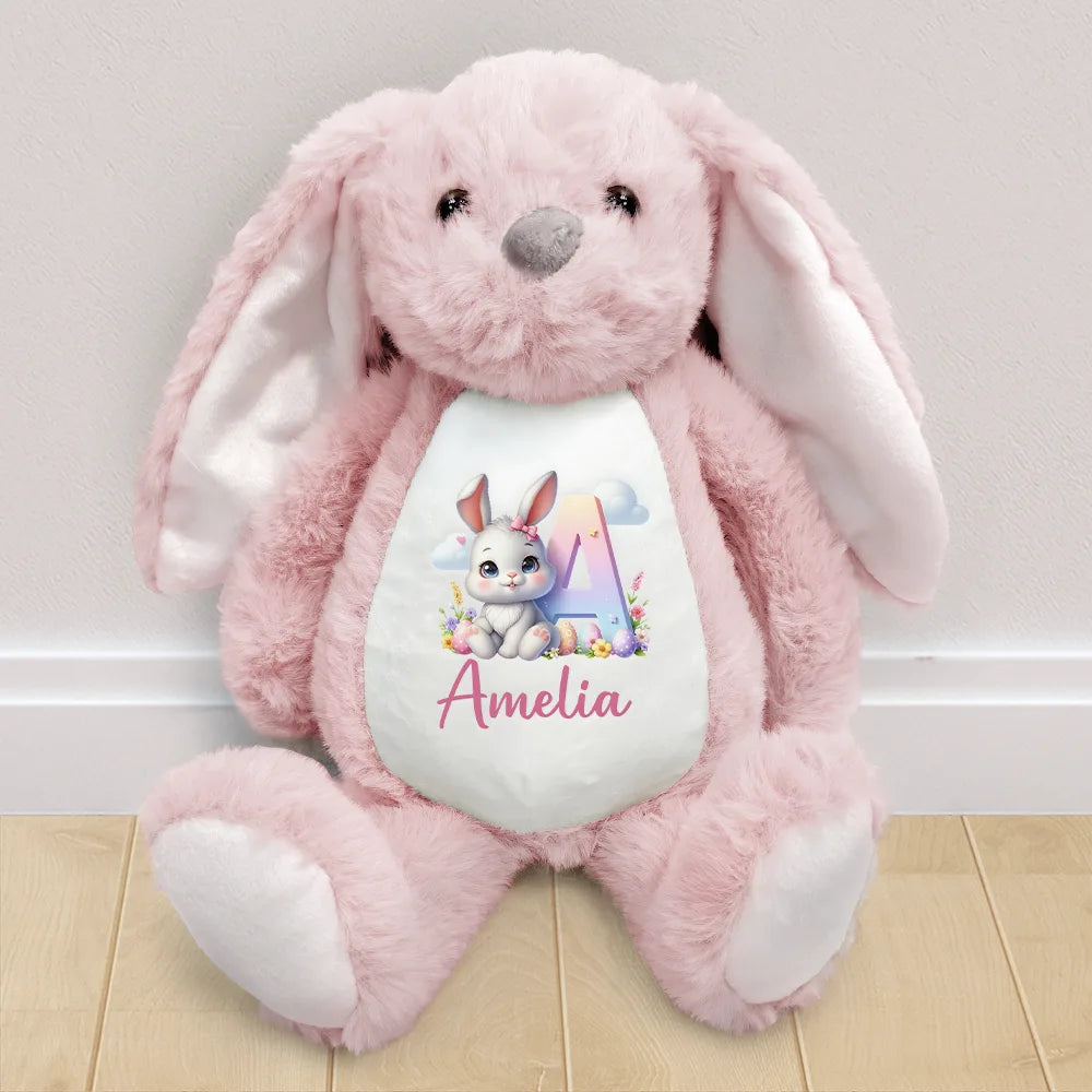 Easter, Happy, Gift For Kids, Parents - Happy Easter Bunny - Personalized Soft Toy Bunny