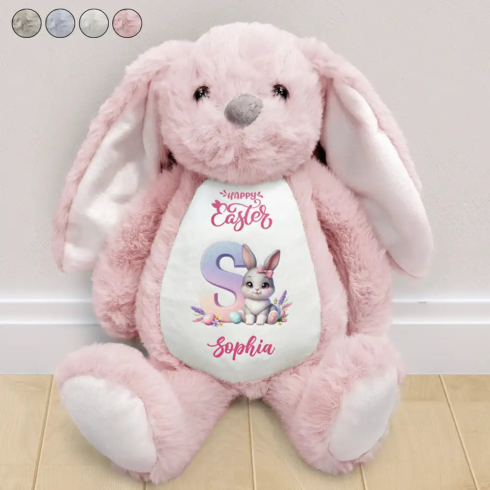 Gift For Kids, Grandpa - Grandkids, Grandma - Grandkids, Gift For Grandkids, Easter - Happy Easter Bunny Alphabet Letters - Personalized Soft Toy Bunny