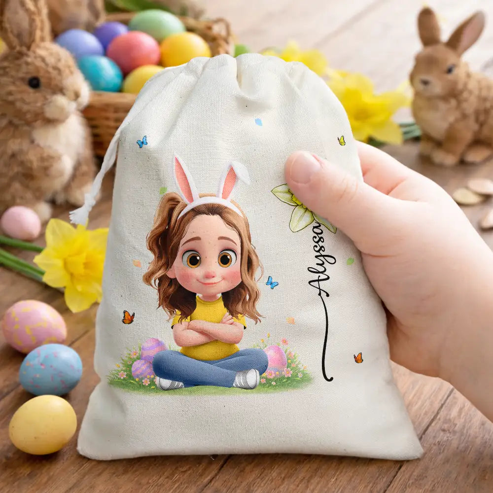 Grandpa - Grandkids,Gift For Kids,Grandma - Grandkids,Gift For Grandkids,Dad - Children,Mom - Children,Easter,Happy - Happy Easter Kids With Birth Month Flower - Personalized Favor Bag