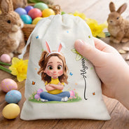 Grandpa - Grandkids,Gift For Kids,Grandma - Grandkids,Gift For Grandkids,Dad - Children,Mom - Children,Easter,Happy - Happy Easter Kids With Birth Month Flower - Personalized Favor Bag