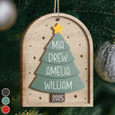 Christmas, Family, Parents, Gift For Grandparents, Happy, Gift For Sibling - Happy Family Christmas Tree - Personalized 2-Layered Wooden Ornament