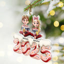 Christmas, Family, Parents, Gift For Grandparents, Happy, Pet Lovers, Gift For Sibling - Happy Family Kid Dog Cat Christmas Tree Cake - Personalized Custom Shaped Acrylic Ornament