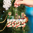 Christmas, Family, Parents, Gift For Grandparents, Happy, Pet Lovers, Gift For Sibling - Happy Family Kid Dog Cat Christmas Tree Cake - Personalized Custom Shaped Acrylic Ornament