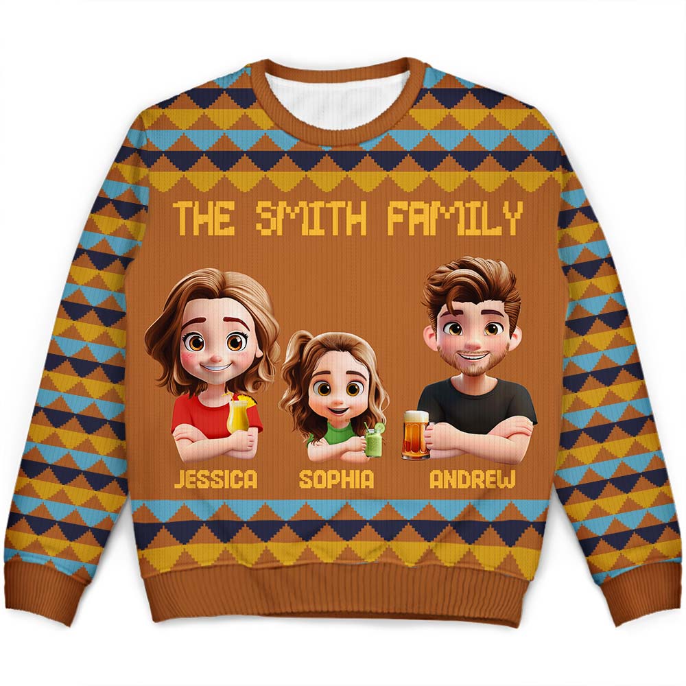 Happy Family Parent With Kid 3D Effect - Personalized Unisex Ugly Sweater