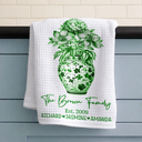 Gift For Wife,Gift For Mother,Gift For Grandma,Happy,Family,Gift For Women - Happy Family Toile Birth Flower Vase - Personalized Kitchen Towel