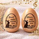 Easter,Gift For Kids,Gift For Grandkids,Grandma - Grandkids,Grandpa - Grandkids,Dad - Children,Mom - Children,Happy - Happy First Easter - Personalized Musical Wooden Easter Egg Shaker