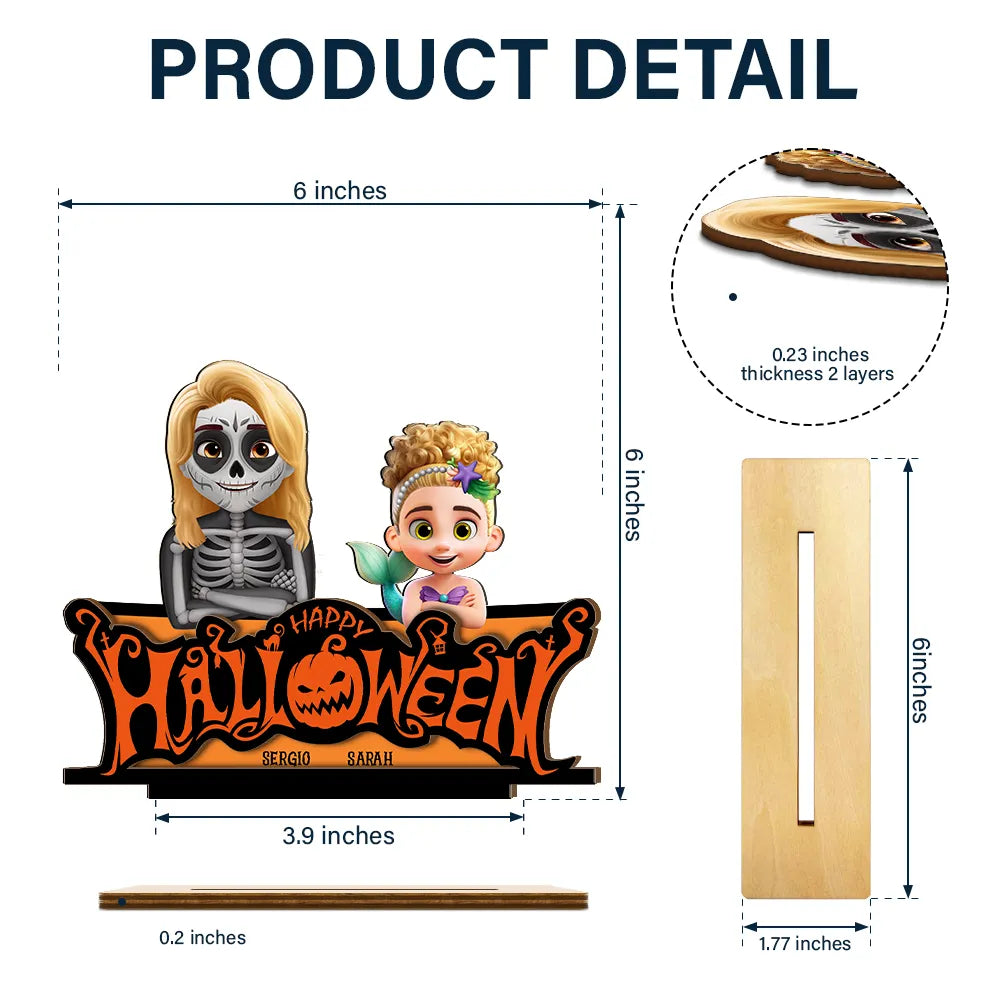 Halloween,Family,Happy - Happy Halloween Family Costume - Personalized Custom Shaped 2-Layered Wooden Plaque