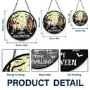 Halloween,Pet Lovers,Cat Lovers,Dog Lovers - Happy Meowloween Halloween Pets - Personalized Stained Glass Window Hanging Suncatcher