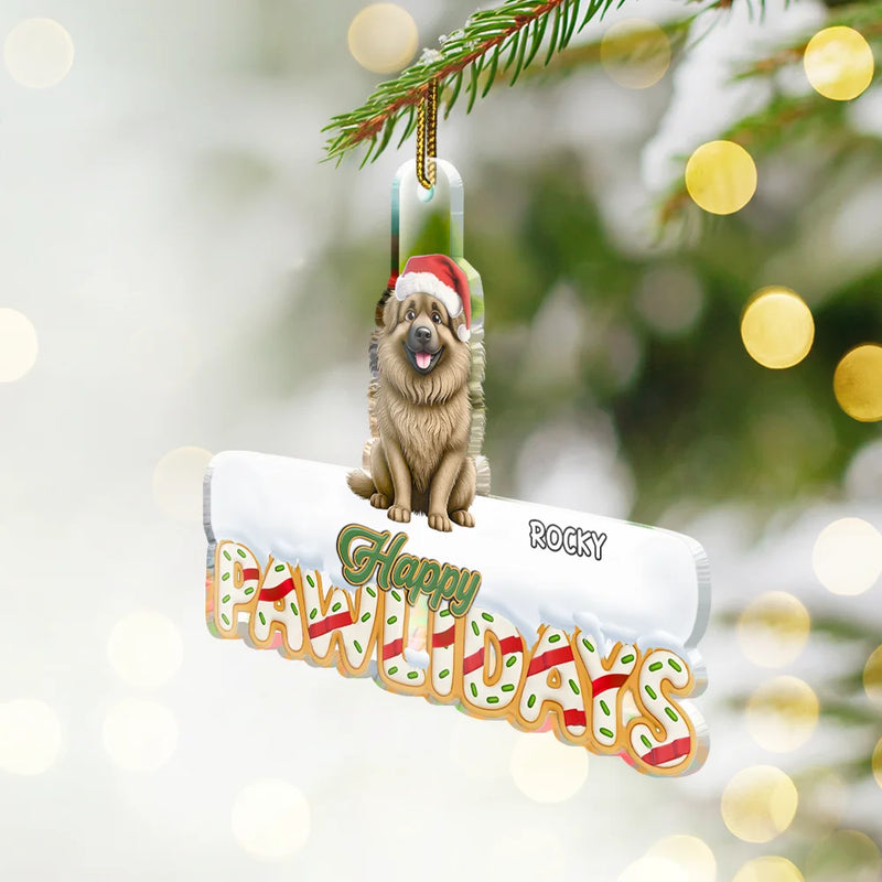 Happy,Christmas,Pet Lovers - Happy Pawlidays - Personalized Custom Shaped Acrylic Ornament
