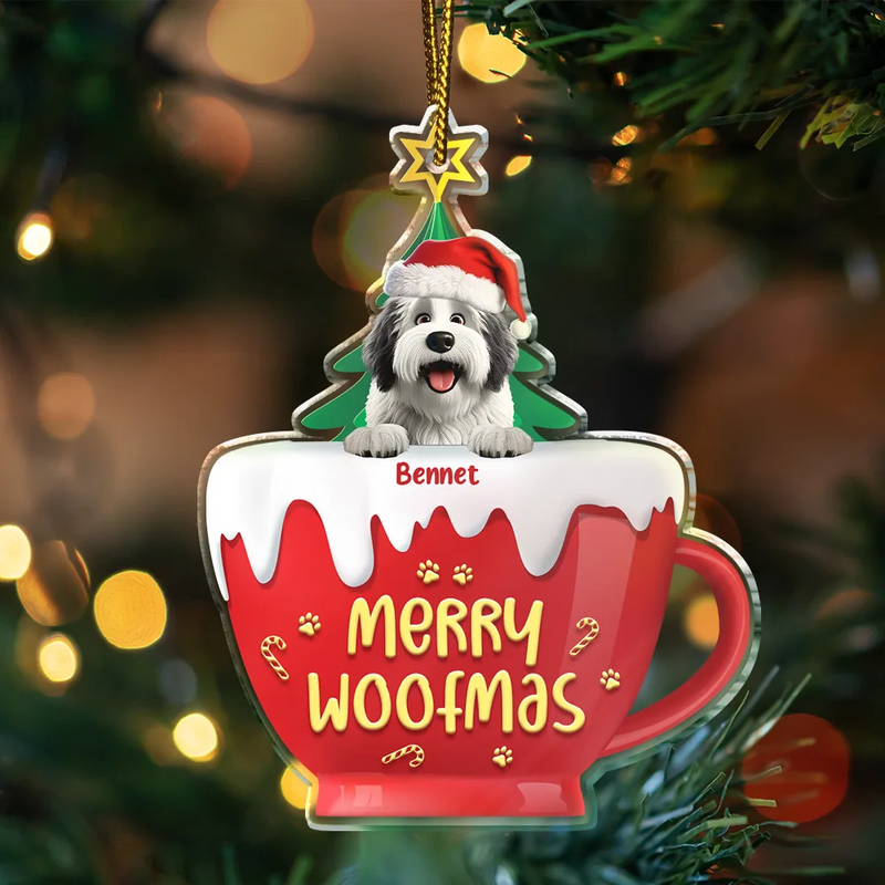 Pet Lovers,Pet Mom,Pet Dad,Pet Couple,Cat Lovers,Cat Mom,Cat Couple,Cat Dad,Dog Lovers,Dog Mom,Dog Dad,Dog Couple,Gift For Women,Gift For Men,Gift For Husband,Gift For Wife,Gift For Boyfriend,Gift For Girlfriend,Gift For Yourself,Happy,Christmas - Happy Pawlidays 3D Effect Dog Cat Christmas - Personalized Custom Shaped Acrylic Ornament