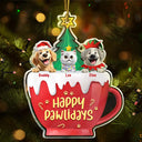 Pet Lovers,Pet Mom,Pet Dad,Pet Couple,Cat Lovers,Cat Mom,Cat Couple,Cat Dad,Dog Lovers,Dog Mom,Dog Dad,Dog Couple,Gift For Women,Gift For Men,Gift For Husband,Gift For Wife,Gift For Boyfriend,Gift For Girlfriend,Gift For Yourself,Happy,Christmas - Happy Pawlidays 3D Effect Dog Cat Christmas - Personalized Custom Shaped Acrylic Ornament