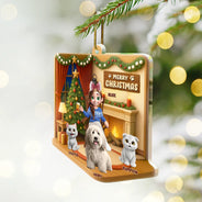 Pet Lovers,Pet Mom,Pet Dad,Dog Lovers,Dog Mom,Dog Dad,Cat Lovers,Cat Mom,Cat Dad,Christmas,Happy - Happy Pawlidays Christmas House Model - Personalized Custom Shaped Acrylic Ornament