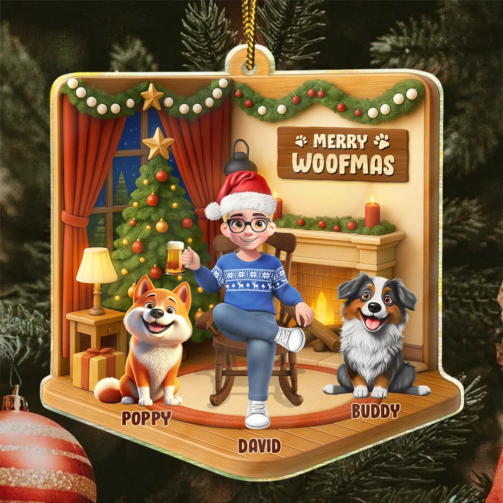 Pet Lovers,Pet Mom,Pet Dad,Dog Lovers,Dog Mom,Dog Dad,Cat Lovers,Cat Mom,Cat Dad,Christmas,Happy - Happy Pawlidays Christmas House Model - Personalized Custom Shaped Acrylic Ornament