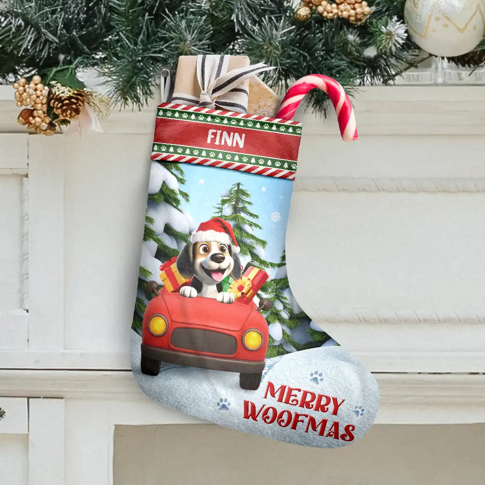 Pet Lovers,Pet Mom,Pet Dad,Pet Couple,Cat Lovers,Cat Mom,Cat Couple,Cat Dad,Dog Lovers,Dog Mom,Dog Dad,Dog Couple,Gift For Women,Gift For Men,Gift For Husband,Gift For Wife,Gift For Boyfriend,Gift For Girlfriend,Gift For Yourself,Happy,Christmas - Happy Pawlidays Meowy Catmas Merry Woofmas 3D Effect Dog Cat - Personalized Christmas Stocking