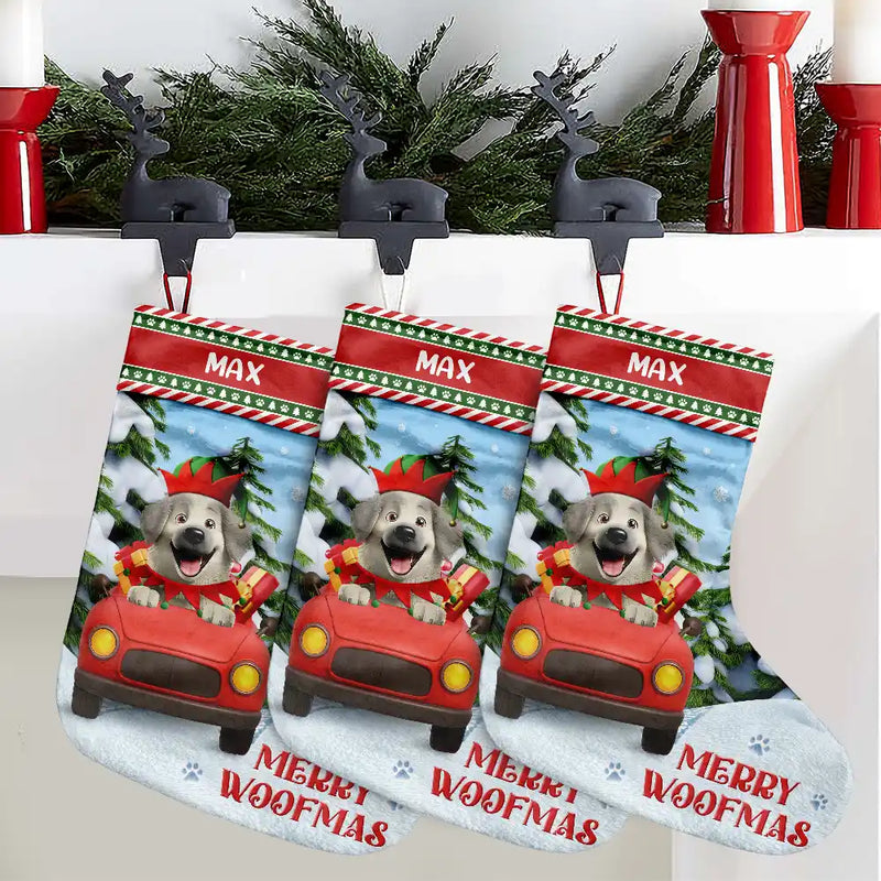 Pet Lovers,Pet Mom,Pet Dad,Pet Couple,Cat Lovers,Cat Mom,Cat Couple,Cat Dad,Dog Lovers,Dog Mom,Dog Dad,Dog Couple,Gift For Women,Gift For Men,Gift For Husband,Gift For Wife,Gift For Boyfriend,Gift For Girlfriend,Gift For Yourself,Happy,Christmas - Happy Pawlidays Meowy Catmas Merry Woofmas 3D Effect Dog Cat - Personalized Christmas Stocking