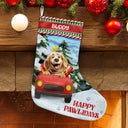 Pet Lovers,Pet Mom,Pet Dad,Pet Couple,Cat Lovers,Cat Mom,Cat Couple,Cat Dad,Dog Lovers,Dog Mom,Dog Dad,Dog Couple,Gift For Women,Gift For Men,Gift For Husband,Gift For Wife,Gift For Boyfriend,Gift For Girlfriend,Gift For Yourself,Happy,Christmas - Happy Pawlidays Meowy Catmas Merry Woofmas 3D Effect Dog Cat - Personalized Christmas Stocking
