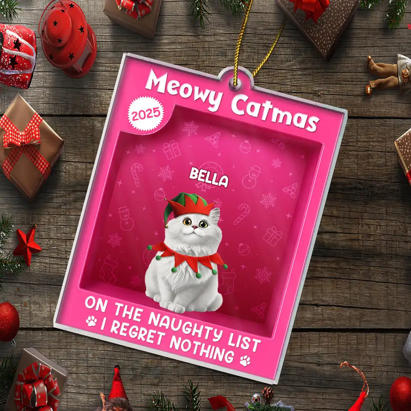 Pet Lovers,Pet Mom,Pet Dad,Dog Lovers,Dog Mom,Dog Dad,Cat Lovers,Cat Mom,Cat Dad,Happy - Happy Pawlidays Toy Box - Personalized Custom Shaped Acrylic Ornament