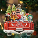 Dog Lovers,Christmas,Funny,Pet Lovers,Dog Couple,Gift For Couples - Happy Pawsliday Couple With Dogs Cats - Personalized Custom Shaped Acrylic Ornament