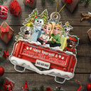 Dog Lovers,Christmas,Funny,Pet Lovers,Dog Couple,Gift For Couples - Happy Pawsliday Couple With Dogs Cats - Personalized Custom Shaped Acrylic Ornament