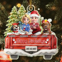 Dog Lovers,Christmas,Funny,Pet Lovers,Dog Couple,Gift For Couples - Happy Pawsliday Couple With Dogs Cats - Personalized Custom Shaped Acrylic Ornament