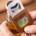 Gift For Father,Gift For Grandpa,Gift For Men,Happy,Retirement - Happy Retirement Gift For Dad Grandpa - Personalized Leather Bottle Opener Keychain